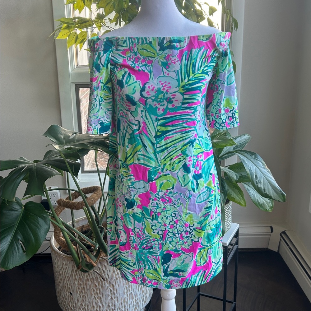 Lily Pulitzer Fawcett off the shoulder dress comfort fit S